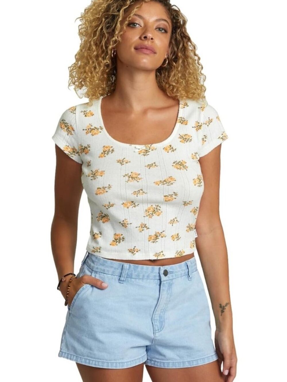 $46 RVCA Women’s Sweet Teee Short Sleeves In White Size L